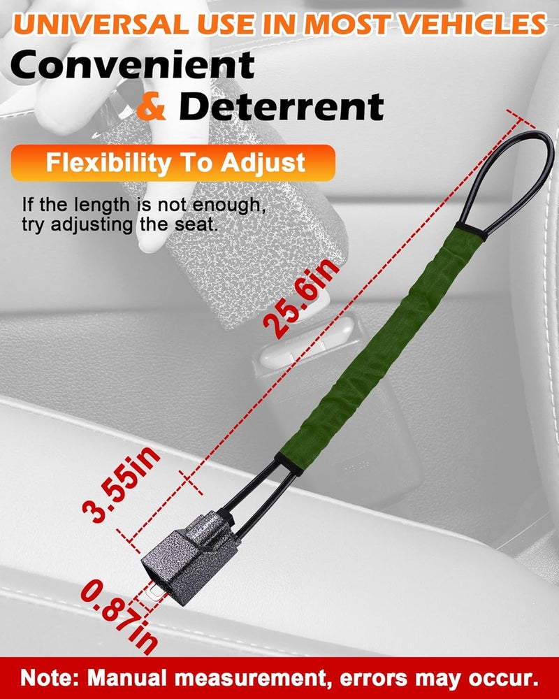 Tevlaphee Steering Wheel Lock Seat Belt Lock Universal Anti Theft Car Device Car Lock Car Theft Prevention with 3 Keys for Car Security Fit Most Vehicles Truck SUV Van (Green) - Image 2
